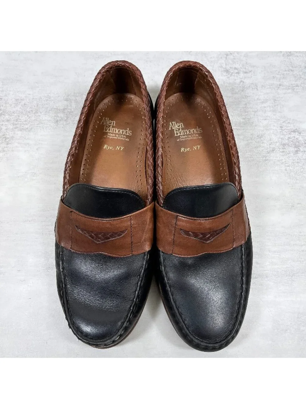 Allen Edmonds Rye NY Braided Penny Loafers - Men's Size 8.5 3E Wide